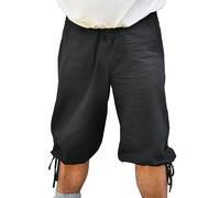 Battle-Merchant | Mittelalterliche Knickerbocker Jonte | Kniebundhose Herren | Wikingerhose | Piratenhose | Kurze Hose, Shorts Mittelalter, LARP (S, Schwarz)