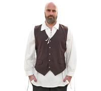 Battle-Merchant - Mittelalterliche Herren Weste Lasse - Mittelalterweste aus Baumwolle Perfekt für LARP, Reenactment, Kostüm & Festival (DE/NL/SE/PL, Alphanumerisch, S, Regular, Regular, Braun)