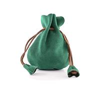 Battle-Merchant Mittelalterlicher Lederbeutel aus Wildleder, Grün | Mittelalter Geldkatze aus Leder, Wikinger Geldbeutel, Beutel für LARP, Reenactment & Fantasy Cosplay