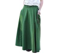 Battle-Merchant Mittelalterlicher Rock Damen Baumwolle | bodenlang und weit ausgestellt in div Farben S-XXL | Mittelalter LARP Kleidung Magd Wikinger (Grün, L)
