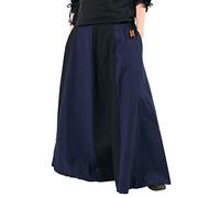 Battle-Merchant Mittelalterlicher Rock Damen Baumwolle | bodenlang und weit ausgestellt in div Farben S-XXL | Mittelalter LARP Kleidung Magd Wikinger (Schwarz/Blau, XXL)