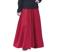 Battle-Merchant Mittelalterlicher Rock Damen Baumwolle | bodenlang und weit ausgestellt in div Farben S-XXL | Mittelalter LARP Kleidung Magd Wikinger (Rot, XL)