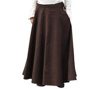 Battle-Merchant Mittelalterlicher Rock Damen Baumwolle | bodenlang und weit ausgestellt in div Farben S-XXL | Mittelalter LARP Kleidung Magd Wikinger (Dunkelbraun, S)