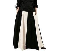 Battle-Merchant Mittelalterlicher Rock Damen Baumwolle | bodenlang und weit ausgestellt in div Farben S-XXL | Mittelalter LARP Kleidung Magd Wikinger (Schwarz/Natur, XL)