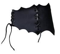 Battle Merchant Mittelalterlicher Schnürmieder-Gürtel aus Leder Damengürtel LARP Mieder Wikinger Schwarz oder Braun XS-XXL (S, Schwarz)