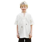 Battle-Merchant - Mittelalterliches Kinderhemd Nilo - Mittelalter Kurzarm Hemd für Kinder - Wikinger, LARP (DE/NL/SE/PL, Numerisch, 164, Regular, Natur)