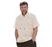 Battle-Merchant | Mittelalterliches Kurzarm-Hemd für Herren | Wikingerhemd für Männer | Spätmittelalterliche Gewandung |Mittelalter, LARP, Wikinger, Pirat (L, Natur)