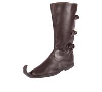 Battle-Merchant Schnabelstiefel mit drei Schnallen, dunkelbraun, Gr. 40