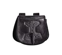 Schwarze Gürteltasche mit Thorshammer-Prägung, aus Leder