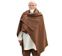 Battle-Merchant - Wikinger Rechteckmantel Bente aus Wolle, Mittelalter-Umhang, Wollschal, Wolldecke, Braun, Unisex - Reenactment & LARP