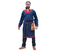 Battle-Merchant Wikinger Tunika Vallentin, Herren, Blau/Rot, XXL