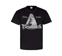 Battleship Bismarck Germane Marine King of the Ocean Song Text T Shirt #31944, Farbe:Schwarz, Größe:Herren XXL
