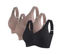 Battnot 3er Pack BH Damen Ohne Bügel Große Brüste Starker Halt Bra Push Up Seamless Weich Bequem BHS Gepolstert Verstellbarer Vollschalen Bustier Klassische Büstenhalter BHS Damen Set Klassische BH