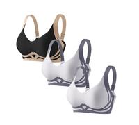 Battnot 3er Pack BH Damen Ohne Bügel Große Brüste Starker Halt Bra Push Up Seamless Weich Bequem BHS Gepolstert Verstellbarer Vollschalen Bustier Klassische Büstenhalter BHS Damen Set Klassische BH