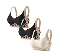 Battnot 3er Pack BH Damen Ohne Bügel Set Klassische BH Ohne Bügel Sport BH P-ush Up mit Verstellbarem Bustier Große Brüste Unterwäsche Starker Halt Trainings Schlaf BHS Gepolstert für Alltag Yoga