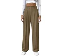 Battnot Anzughose Damen High Waist Hosen Damen Business Arbeitshosen Weite Lose Gerade Lounge Elegante Hose mit Taschen Palazzo Hose Marlenehose Bundfaltenhose Bootcut Schwarze Stoffhosen Kleidung