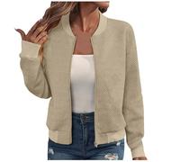 Battnot Bomberjacke Damen Leichte Sommerjacke Übergangsjacke Elegant College Frühlingsjacke Sommer Reißverschluss Kurz Pilotenjacke Blouson Jacke Mädchen Fliegerjacke Wanderjacke