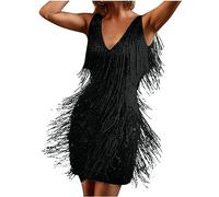 Battnot Damen 1920er Abendklied Cocktailkleid Damen Abschlussball Flapper Kleider 1920er Jahre Pailletten Fransen Quaste Kleid Ärmellos Formal Cocktail Gala Kleid 20er Jahre Kostüm