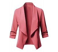 Battnot Damen Blazer Elegant Kurz Schwarz Weiß Khaki Rosa Weinrot Marine Armeegrün Lila Grosse Grössen S-5XL, Frauen Solide Strickjacke Offener Vorderseite Langarm Übergangsjacke Womens Suit Outcoat