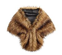 Battnot Damen Kunstpelz Umhang Schal Hochzeit Weich Plüsch Braut Brautjungfer Weste Dicke Winter Warm Schal Kunstfell-Schal Wrap Braut Pelz Schal Stola Abendkleid Schal Mäntel