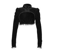 Battnot Damen Samt Bolero Jäckchen Schwarz Schulterjacke Langarm Jacke Blazer Oberteil Top Gotisch Bolero Damen Cardigan Kurz Strickjacke festlich Bolerojacke Damen schwarzer Bolero mit Stehkragen