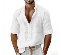 Battnot Hemd Herren Kurzarm Sommerhemd Herren Strukturiertes Kurzarmhemd Leicht Button Down Freizeithemden Leinenbluse Modische Freizeithemd für Urlaub, Strand & Smart Casual