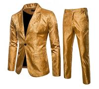 Battnot Herren Anzug 2 Teiliger Set Slim Fit Muster Mantel&Hose, Männer Blazer für Hochzeit und Party Business Casual Schlanker Einzelne-Knopf-Hochzeitsfest-Kleid Jacke Suit Regular Fit Mens Top