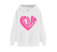 Battnot Hoodie Damen Kapuzenpullover Pullover Love-Druck Sweatshirt Langarm Baumwolle Hoody Oberteile mit Kapuze Lässiges, Einfarbiges Casual Pulli Für Damen Langarmshirt Teenager Mädchen