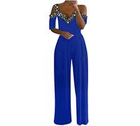 Battnot Jumpsuit Damen Glänzend Brillant Einteiler Lang Overall Sommer Hosenanzug Lose Schulterfrei Festival Party Playsuit Romper mit Weiten Beinen Jumpsuit Damen Elegant Glitzer Playsuits Overalls