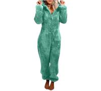 Battnot Jumpsuit Damen Kuschelig Fleece Onesie Damen Flauschig Einteiler Anzug Schlafanzug Winter Warm Onesie Plüsch Kuschelig Overall Hausanzug Lang Schlafoverall Weich Pyjama mit Kapuze