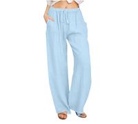 Battnot Leinenhose Damen Leichte Sommerhose Baumwolle Leinen Hose Cargohosen Leicht Frau Jogginghose Einfarbig Elegante Wanderhose Oversized Festliche Hosen für Urlaub Strand Arbeit Relaxhose