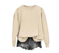 Battnot Pullover Damen Sweatshirt Highland Cow Drucken Shirt Langarm Rundhals Pulli Herbst Winter Frauen Baumwolle Sweater Locker Casual Oberteil Sport Streetwear Sweatshirts ohne Kapuze Bluse Tops