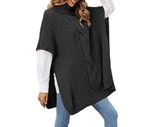 Battnot Pullover Damen Umhang Poncho Damen Elegant Strick Poncho mit Fransen für Damen - Vielseitiger Kapuzen Schal Cape Poncho, Pullover für Frauen, Wickelschal, Geschenk für Mutter