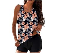 Battnot Tankini Damen Bauchweg Set Push Up Bademode Zweiteiler Schwimmanzug Oberteil mit Badeshorts Hoher Taille Strandmode Badeanzüge Freizeit Sport Badebekleidung Tankini Sets für Damen
