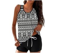 Battnot Tankini Damen Bauchweg Set Push Up Bademode Zweiteiler Schwimmanzug Oberteil mit Badeshorts Hoher Taille Strandmode Badeanzüge Freizeit Sport Badebekleidung Tankini Sets für Damen