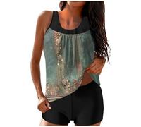 Battnot Tankini Damen Bauchweg Set Push Up Bademode Zweiteiler Schwimmanzug Oberteil mit Badeshorts Hoher Taille Strandmode Badeanzüge Freizeit Sport Badebekleidung Tankini Sets für Damen