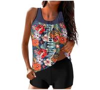 Battnot Tankini Sets für Damen, Tankini Damen Bauchweg Set Push Up Bademode Zweiteiler Schwimmanzug Oberteil mit Badeshorts Hoher Taille Strandmode Badeanzüge Freizeit Sport Badebekleidung