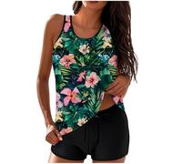 Battnot Tankini Sets für Damen, Tankini Damen Bauchweg Set Push Up Bademode Zweiteiler Schwimmanzug Oberteil mit Badeshorts Hoher Taille Strandmode Badeanzüge Freizeit Sport Badebekleidung
