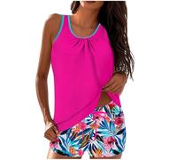 Battnot Tankini Sets für Damen, Tankini Damen Bauchweg Set Push Up Bademode Zweiteiler Schwimmanzug Oberteil mit Badeshorts Hoher Taille Strandmode Badeanzüge Freizeit Sport Badebekleidung