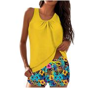Battnot Tankini Sets für Damen, Tankini Damen Bauchweg Set Push Up Bademode Zweiteiler Schwimmanzug Oberteil mit Badeshorts Hoher Taille Strandmode Badeanzüge Freizeit Sport Badebekleidung