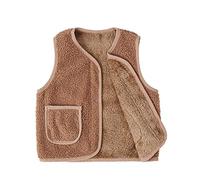 Battnot Teddy Fleece Weste Kinder Jungen Mädchen Ärmellos Fleecejacke Kurz V-Ausschnitt Teddyfleece Jacke Locker Weste Winter Warm Teddyweste Outdoor Winterjacke Plüschweste Mädchen Übergangsjacke
