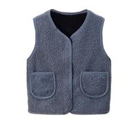 Battnot Teddy Fleece Weste Kinder Jungen Mädchen Ärmellos Fleecejacke Kurz V-Ausschnitt Teddyfleece Jacke Locker Weste Winter Warm Teddyweste Outdoor Winterjacke Plüschweste Mädchen Übergangsjacke