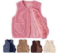 Battnot Teddy Fleece Weste Kinder Jungen Mädchen Ärmellos Fleecejacke Kurz V-Ausschnitt Teddyfleece Jacke Locker Weste Winter Warm Teddyweste Outdoor Winterjacke Plüschweste Mädchen Übergangsjacke