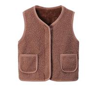 Battnot Teddy Fleece Weste Kinder Jungen Mädchen Ärmellos Fleecejacke Kurz V-Ausschnitt Teddyfleece Jacke Locker Weste Winter Warm Teddyweste Outdoor Winterjacke Plüschweste Mädchen Übergangsjacke