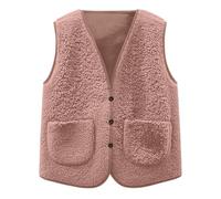 Battnot Teddy Fleece Weste Kinder Jungen Mädchen Ärmellos Fleecejacke Kurz V-Ausschnitt Teddyfleece Jacke Locker Weste Winter Warm Teddyweste Outdoor Winterjacke Plüschweste Mädchen Übergangsjacke