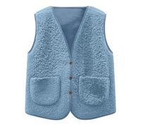 Battnot Teddy Fleece Weste Kinder Jungen Mädchen Ärmellos Fleecejacke Kurz V-Ausschnitt Teddyfleece Jacke Locker Weste Winter Warm Teddyweste Outdoor Winterjacke Plüschweste Mädchen Übergangsjacke