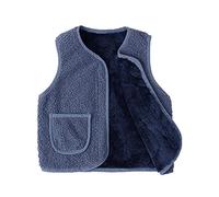 Battnot Teddy Fleece Weste Kinder Jungen Mädchen Ärmellos Fleecejacke Kurz V-Ausschnitt Teddyfleece Jacke Locker Weste Winter Warm Teddyweste Outdoor Winterjacke Plüschweste Mädchen Übergangsjacke