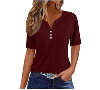 Battnot Tshirt Damen Sommer, Sale Angebote Kurzarm Oberteile Elegant V-Ausschnitt Longshirt Basic Tunika Sommerblusen Tunika Blusen & Tuniken Für Damen Tshirt Elegant 2025 Mode Blusenshirt