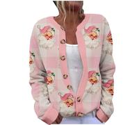 Battnot Weihnachts Strickjacke Damen, Strickjacken für Damen Cardigan Weiblich Grosse Grössen Langärmliges Work Mantel Basic Weihnachten Reverskragen Weich Coat Frauen Weihnachts Jacke