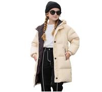 Battnot Wintermantel Kinder Mädchen Warm Gefüttert Steppjacke Lange Elegant Damenmantel Langarm Winter Parka Jacke mit Kapuze Winterparka Mantel Einfarbig Bequemes Sportjacke Winddicht Outdoorjacke